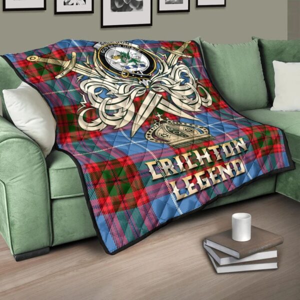 Crichton Clan Quilt, Scottish Tartan Crichton Clans Premium Quilt Legend Gold Royal Style - Image 3