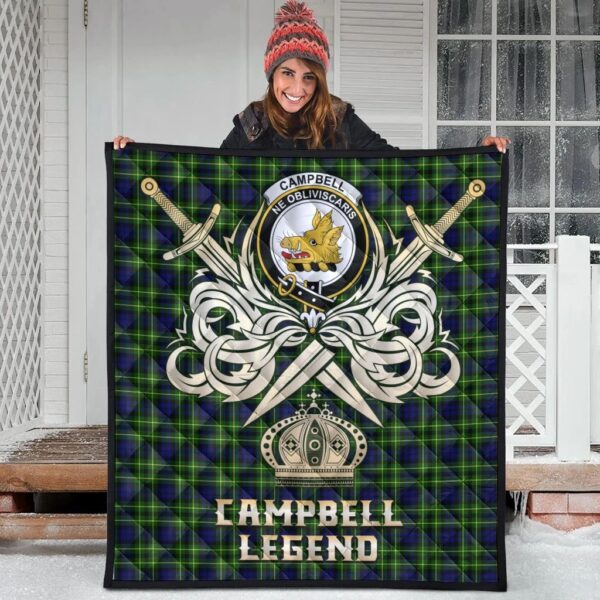 Campbell of Breadalbane Modern Clan Quilt, Scottish Tartan Campbell of Breadalbane Modern Clans Premium Quilt Legend Gold Royal Style