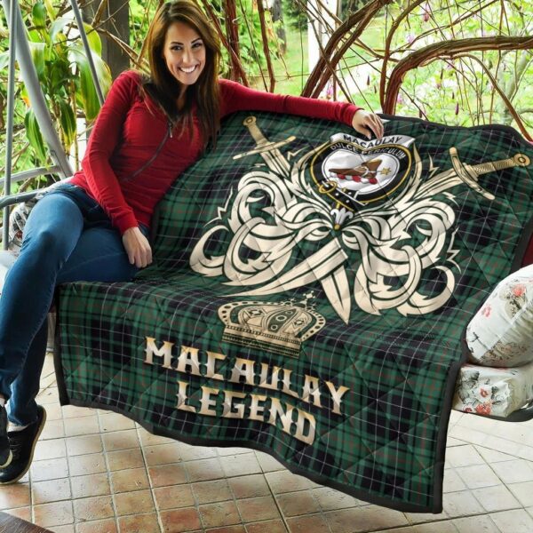 MacAulay Hunting Ancient Clan Quilt, Scottish Tartan MacAulay Hunting Ancient Clans Premium Quilt Legend Gold Royal Style - Image 5