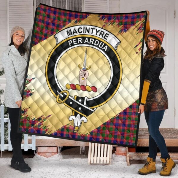 MacIntyre Modern Clan Quilt, Scottish Tartan MacIntyre Modern Clans Premium Quilt Scotland Gold Royal Style - Image 2