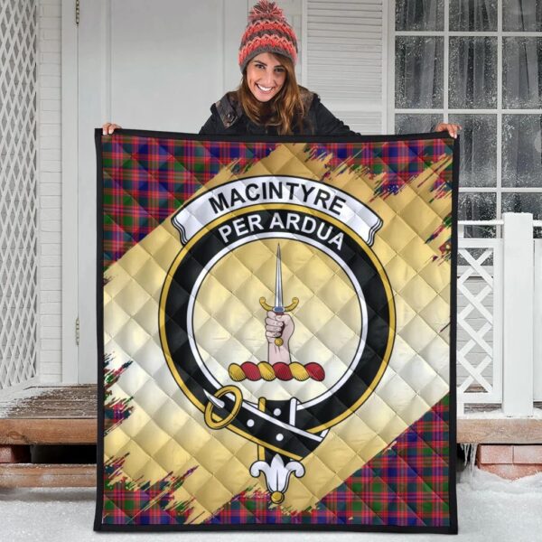 MacIntyre Modern Clan Quilt, Scottish Tartan MacIntyre Modern Clans Premium Quilt Scotland Gold Royal Style