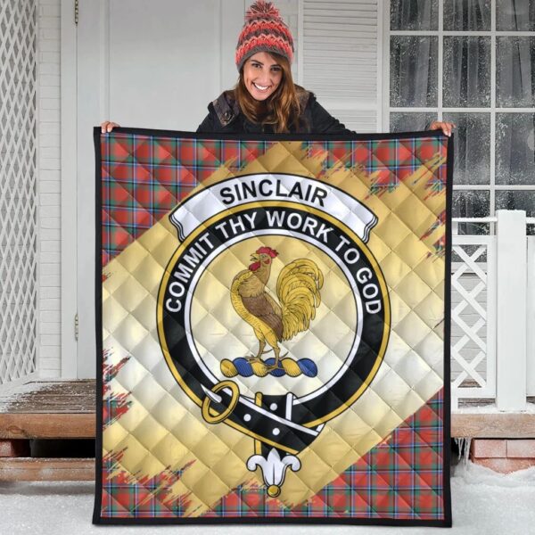 Sinclair Ancient Clan Quilt, Scottish Tartan Sinclair Ancient Clans Premium Quilt Scotland Gold Royal Style