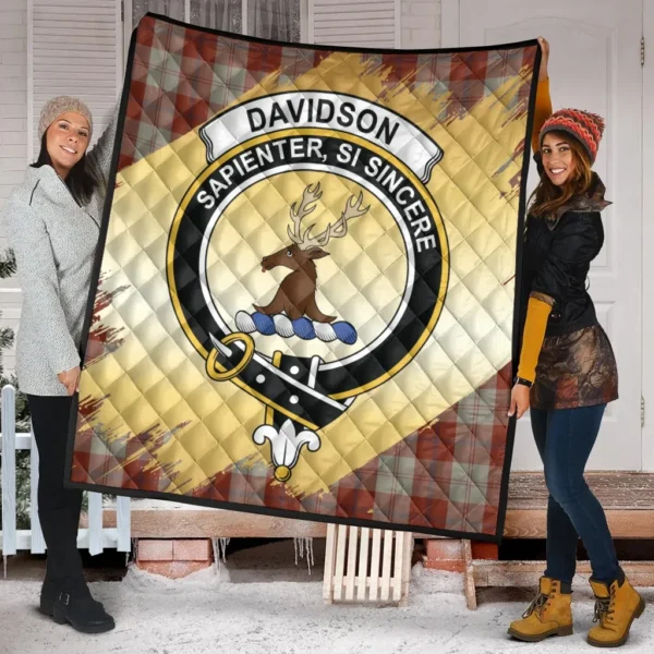 Davidson Dress Dancers Clan Quilt, Scottish Tartan Davidson Dress Dancers Clans Premium Quilt Scotland Gold Royal Style - Image 2