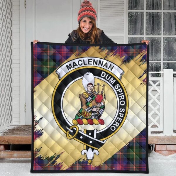 MacLennan Clan Quilt, Scottish Tartan MacLennan Clans Premium Quilt Scotland Gold Royal Style