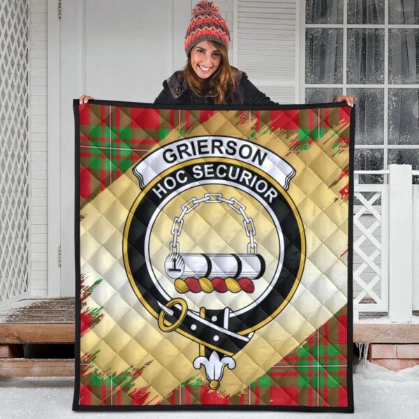 Grierson Clan Quilt, Scottish Tartan Grierson Clans Premium Quilt Scotland Gold Royal Style