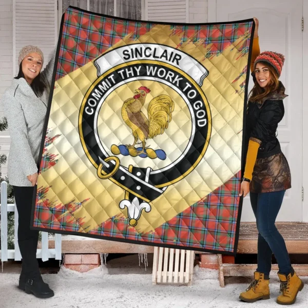 Sinclair Ancient Clan Quilt, Scottish Tartan Sinclair Ancient Clans Premium Quilt Scotland Gold Royal Style - Image 2