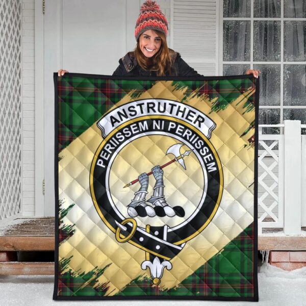 Anstruther Clan Quilt, Scottish Tartan Anstruther Clans Premium Quilt Scotland Gold Royal Style