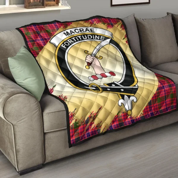 MacRae Modern Clan Quilt, Scottish Tartan MacRae Modern Clans Premium Quilt Scotland Gold Royal Style - Image 6