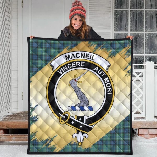 MacNeil of Colonsay Ancient Clan Quilt, Scottish Tartan MacNeil of Colonsay Ancient Clans Premium Quilt Scotland Gold Royal Style