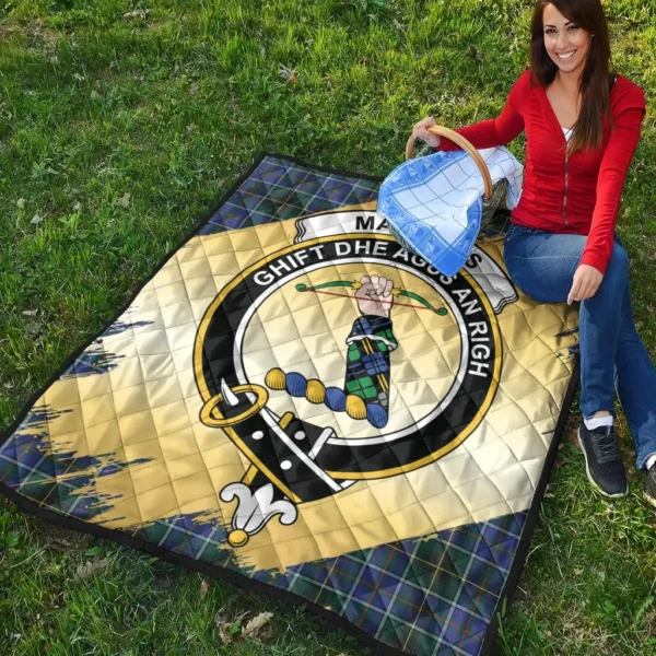 MacInnes Modern Clan Quilt, Scottish Tartan MacInnes Modern Clans Premium Quilt Scotland Gold Royal Style - Image 4