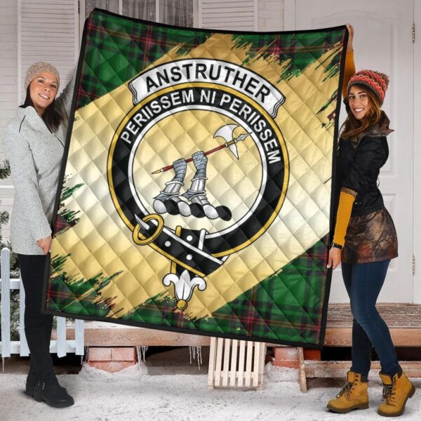 Anstruther Clan Quilt, Scottish Tartan Anstruther Clans Premium Quilt Scotland Gold Royal Style - Image 2