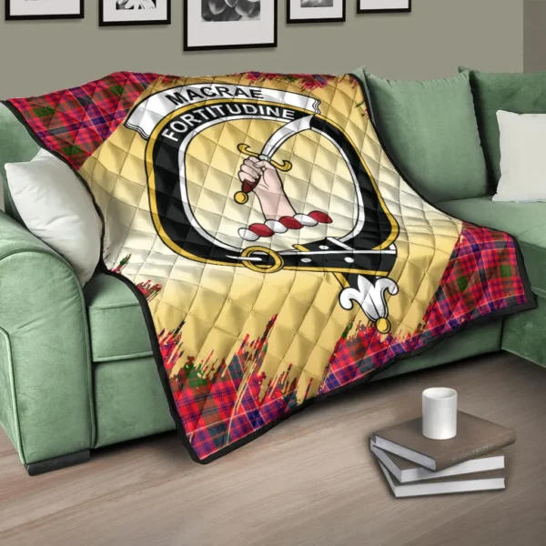 MacRae Modern Clan Quilt, Scottish Tartan MacRae Modern Clans Premium Quilt Scotland Gold Royal Style - Image 3