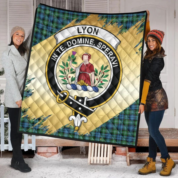 Lyon Clan Quilt, Scottish Tartan Lyon Clans Premium Quilt Scotland Gold Royal Style - Image 2