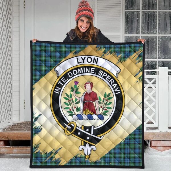 Lyon Clan Quilt, Scottish Tartan Lyon Clans Premium Quilt Scotland Gold Royal Style