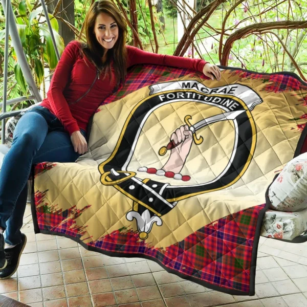 MacRae Modern Clan Quilt, Scottish Tartan MacRae Modern Clans Premium Quilt Scotland Gold Royal Style - Image 5