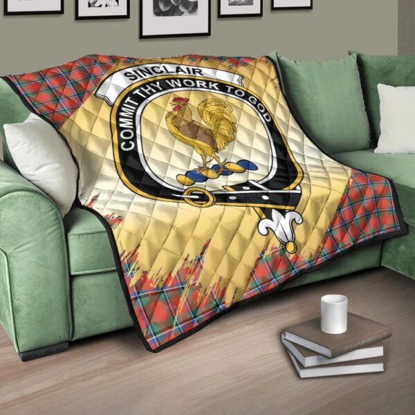 Sinclair Ancient Clan Quilt, Scottish Tartan Sinclair Ancient Clans Premium Quilt Scotland Gold Royal Style - Image 3