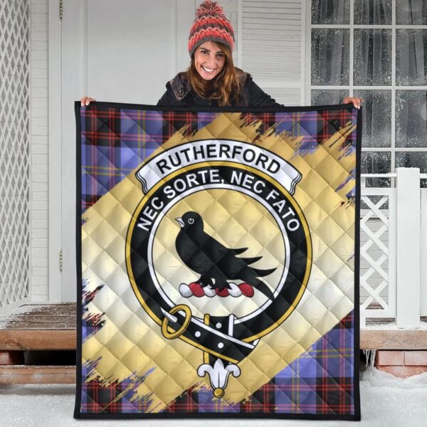 Rutherford Clan Quilt, Scottish Tartan Rutherford Clans Premium Quilt Scotland Gold Royal Style