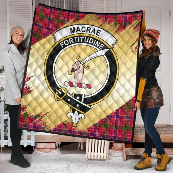 MacRae Modern Clan Quilt, Scottish Tartan MacRae Modern Clans Premium Quilt Scotland Gold Royal Style - Image 2