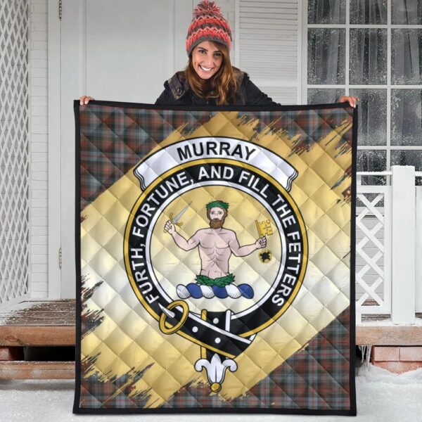 Murray of Atholl Weathered Clan Quilt, Scottish Tartan Murray of Atholl Weathered Clans Premium Quilt Scotland Gold Royal Style