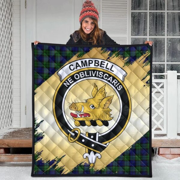 Campbell Modern Clan Quilt, Scottish Tartan Campbell Modern Clans Premium Quilt Scotland Gold Royal Style