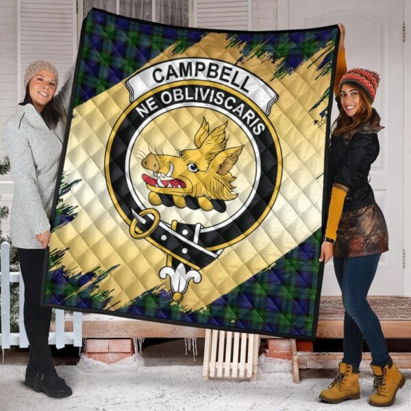 Campbell Modern Clan Quilt, Scottish Tartan Campbell Modern Clans Premium Quilt Scotland Gold Royal Style - Image 2