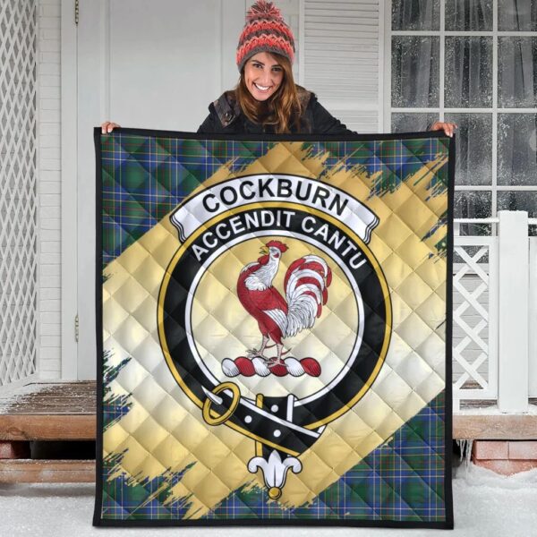 Cockburn Ancient Clan Quilt, Scottish Tartan Cockburn Ancient Clans Premium Quilt Scotland Gold Royal Style