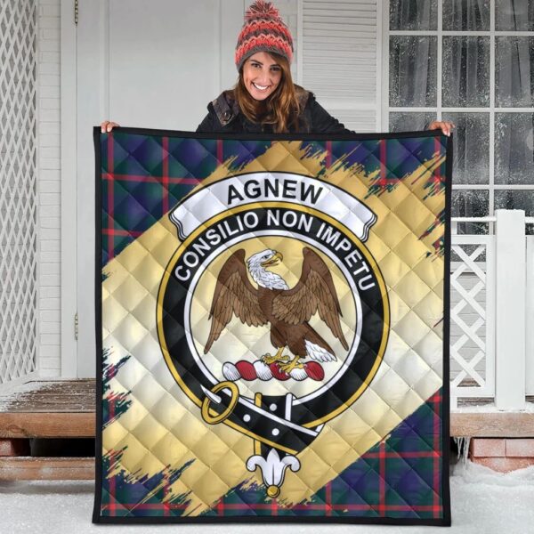 Agnew Modern Clan Quilt, Scottish Tartan Agnew Modern Clans Premium Quilt Scotland Gold Royal Style