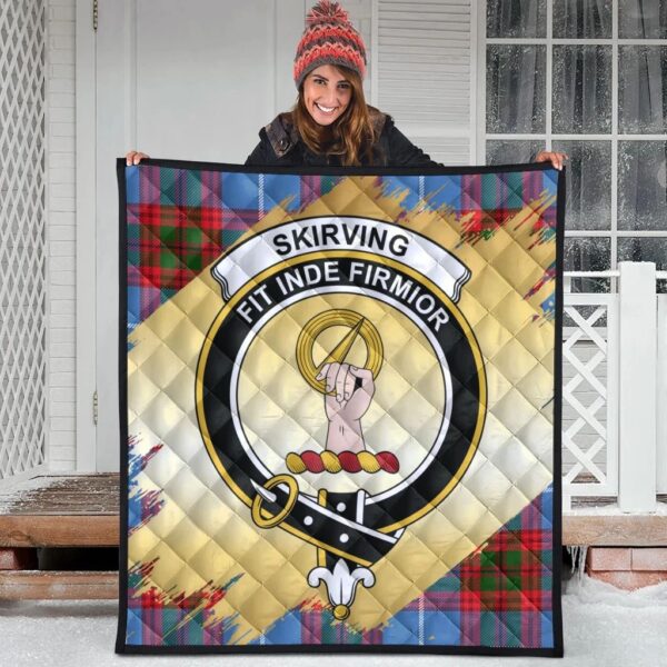 Skirving Clan Quilt, Scottish Tartan Skirving Clans Premium Quilt Scotland Gold Royal Style