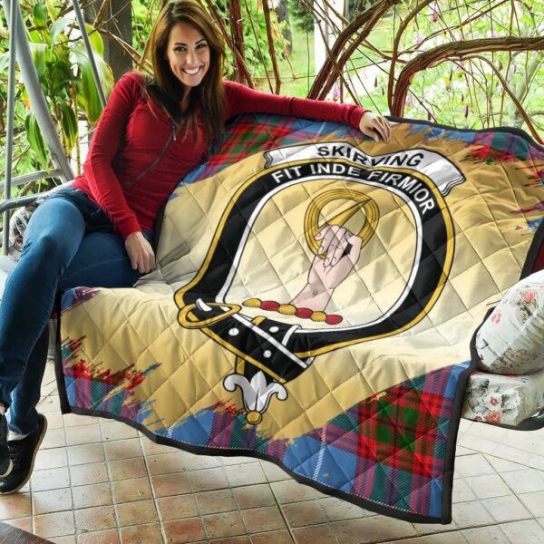 Skirving Clan Quilt, Scottish Tartan Skirving Clans Premium Quilt Scotland Gold Royal Style - Image 5