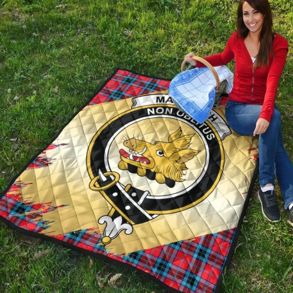 MacTavish Modern Clan Quilt, Scottish Tartan MacTavish Modern Clans Premium Quilt Scotland Gold Royal Style - Image 4