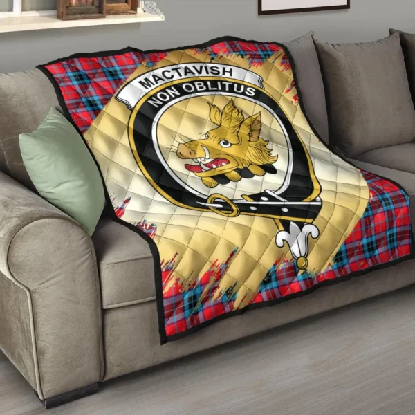 MacTavish Modern Clan Quilt, Scottish Tartan MacTavish Modern Clans Premium Quilt Scotland Gold Royal Style - Image 6