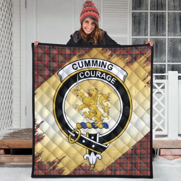 Cumming Hunting Weathered Clan Quilt, Scottish Tartan Cumming Hunting Weathered Clans Premium Quilt Scotland Gold Royal Style