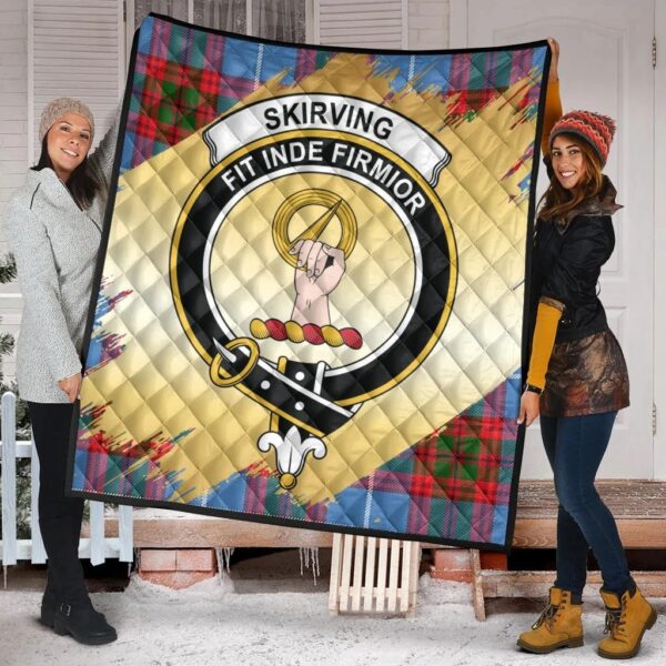 Skirving Clan Quilt, Scottish Tartan Skirving Clans Premium Quilt Scotland Gold Royal Style - Image 2