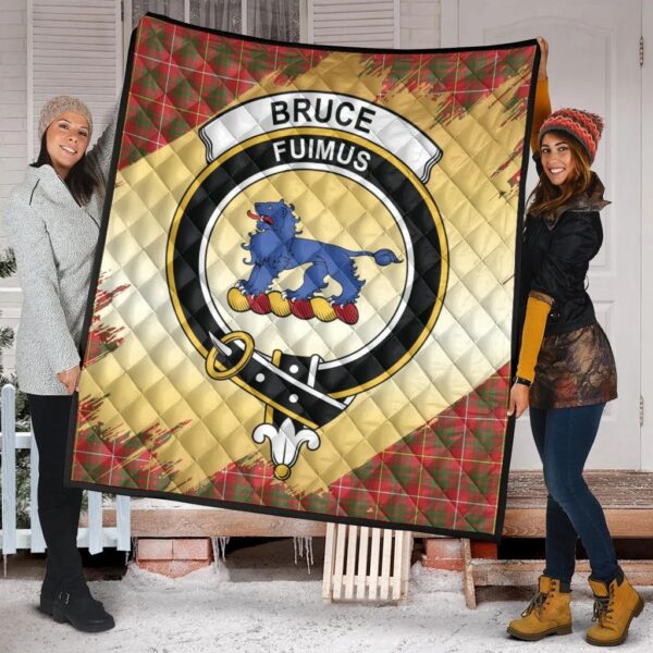 Bruce Modern Clan Quilt, Scottish Tartan Bruce Modern Clans Premium Quilt Scotland Gold Royal Style - Image 2