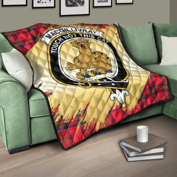 MacGillivray Modern Clan Quilt, Scottish Tartan MacGillivray Modern Clans Premium Quilt Scotland Gold Royal Style - Image 3