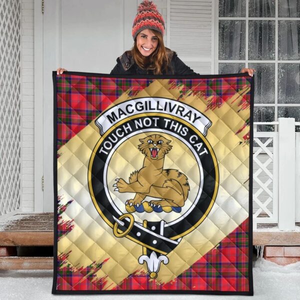 MacGillivray Modern Clan Quilt, Scottish Tartan MacGillivray Modern Clans Premium Quilt Scotland Gold Royal Style