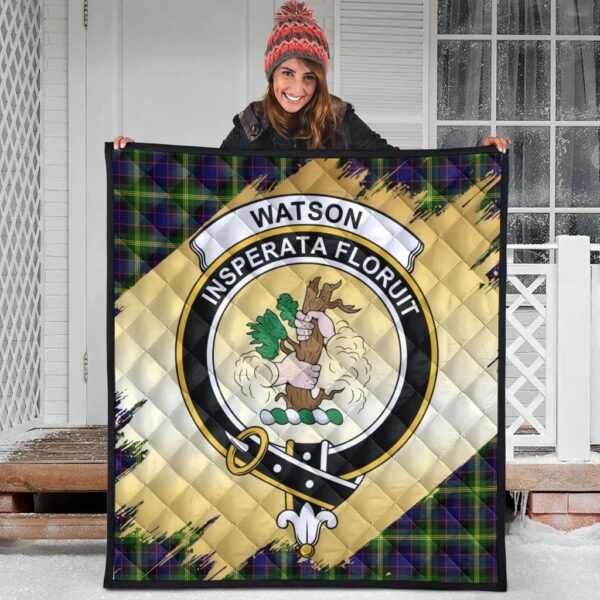 Watson Modern Clan Quilt, Scottish Tartan Watson Modern Clans Premium Quilt Scotland Gold Royal Style