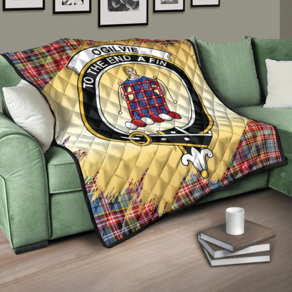 Ogilvie of Airlie Ancient Clan Quilt, Scottish Tartan Ogilvie of Airlie Ancient Clans Premium Quilt Scotland Gold Royal Style - Image 3