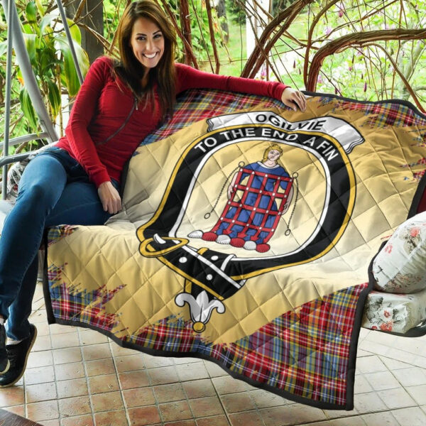 Ogilvie of Airlie Ancient Clan Quilt, Scottish Tartan Ogilvie of Airlie Ancient Clans Premium Quilt Scotland Gold Royal Style - Image 5