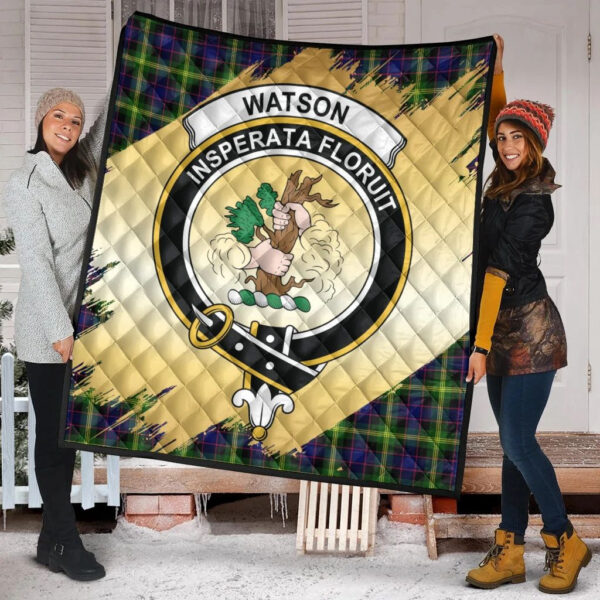 Watson Modern Clan Quilt, Scottish Tartan Watson Modern Clans Premium Quilt Scotland Gold Royal Style - Image 2