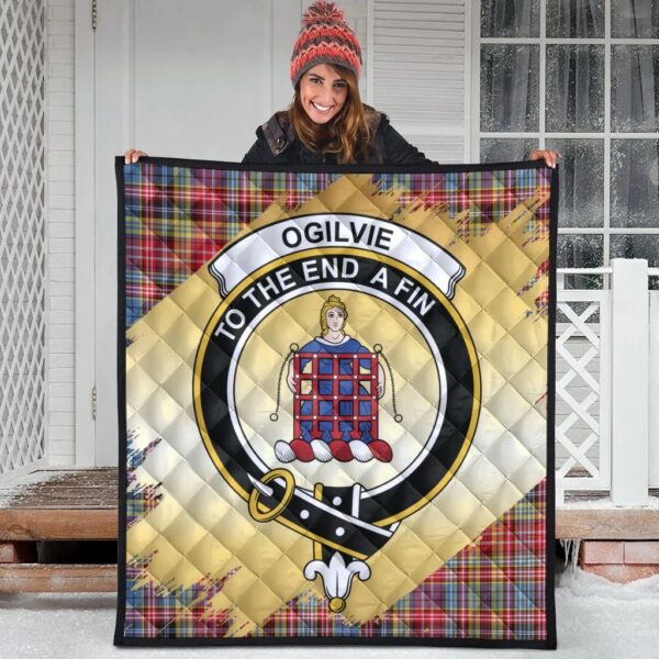 Ogilvie of Airlie Ancient Clan Quilt, Scottish Tartan Ogilvie of Airlie Ancient Clans Premium Quilt Scotland Gold Royal Style