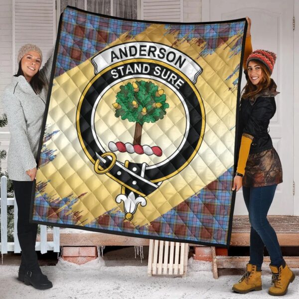 Anderson Modern Clan Quilt, Scottish Tartan Anderson Modern Clans Premium Quilt Scotland Gold Royal Style - Image 2