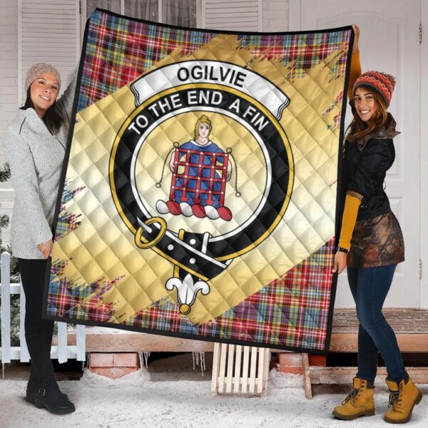 Ogilvie of Airlie Ancient Clan Quilt, Scottish Tartan Ogilvie of Airlie Ancient Clans Premium Quilt Scotland Gold Royal Style - Image 2