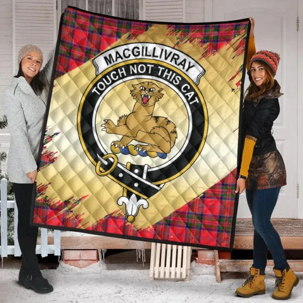 MacGillivray Modern Clan Quilt, Scottish Tartan MacGillivray Modern Clans Premium Quilt Scotland Gold Royal Style - Image 2