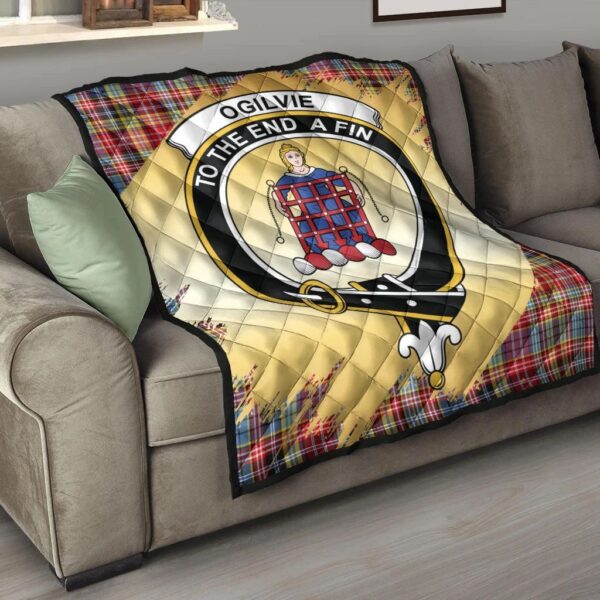 Ogilvie of Airlie Ancient Clan Quilt, Scottish Tartan Ogilvie of Airlie Ancient Clans Premium Quilt Scotland Gold Royal Style - Image 6