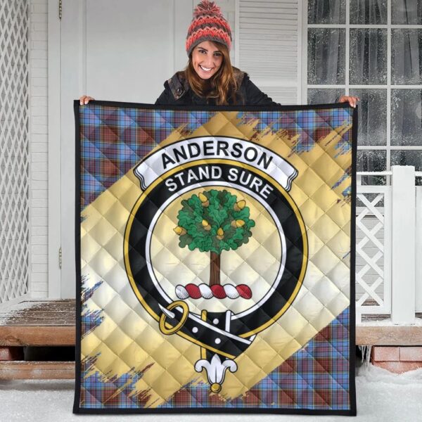 Anderson Modern Clan Quilt, Scottish Tartan Anderson Modern Clans Premium Quilt Scotland Gold Royal Style