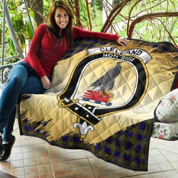 Clelland Modern Clan Quilt, Scottish Tartan Clelland Modern Clans Premium Quilt Scotland Gold Royal Style - Image 5