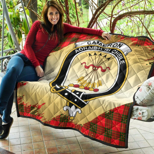 Cameron Modern Clan Quilt, Scottish Tartan Cameron Modern Clans Premium Quilt Scotland Gold Royal Style - Image 5