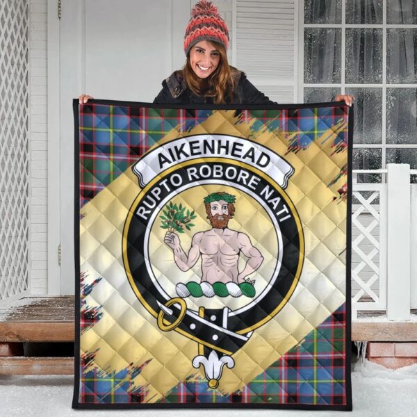 Aikenhead Clan Quilt, Scottish Tartan Aikenhead Clans Premium Quilt Scotland Gold Royal Style