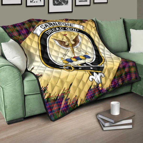 Carnegie Modern Clan Quilt, Scottish Tartan Carnegie Modern Clans Premium Quilt Scotland Gold Royal Style - Image 3